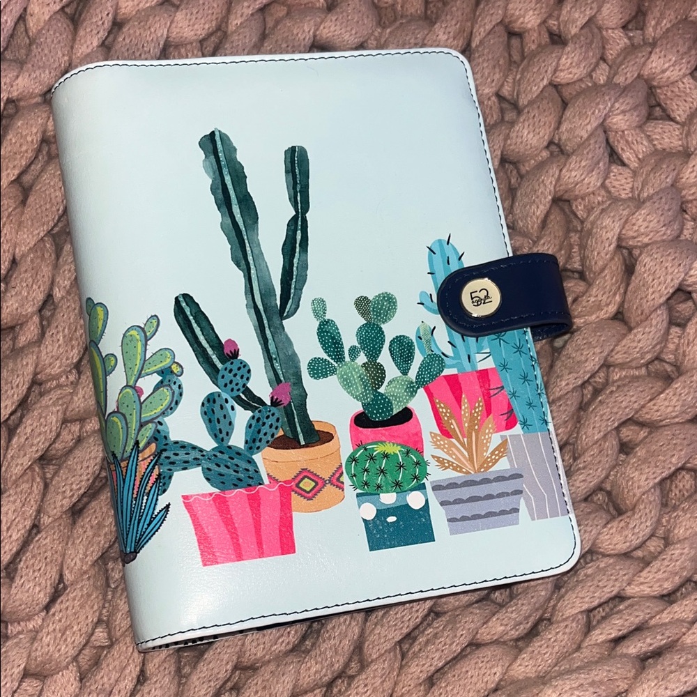 52 Agenda Personal Rings Blue Cactus Organizer Binder